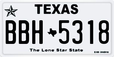 TX license plate BBH5318