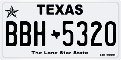 TX license plate BBH5320
