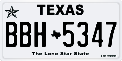 TX license plate BBH5347
