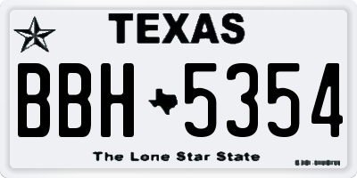 TX license plate BBH5354