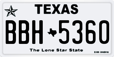 TX license plate BBH5360