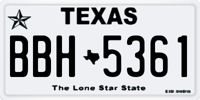 TX license plate BBH5361
