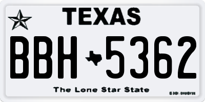 TX license plate BBH5362