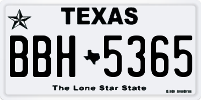 TX license plate BBH5365