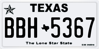 TX license plate BBH5367
