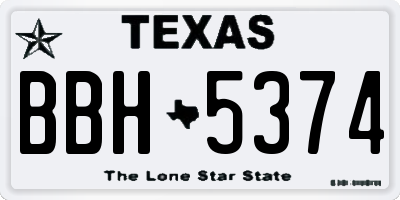 TX license plate BBH5374