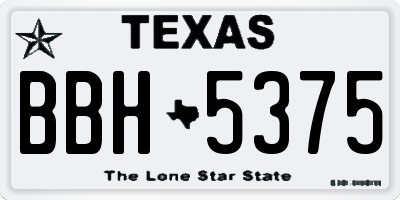 TX license plate BBH5375