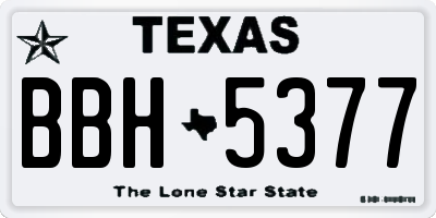 TX license plate BBH5377