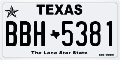 TX license plate BBH5381