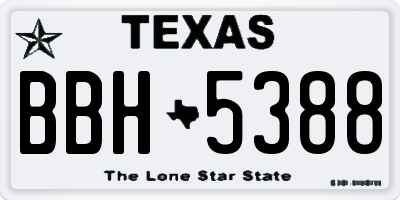TX license plate BBH5388