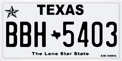 TX license plate BBH5403