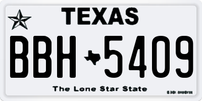 TX license plate BBH5409