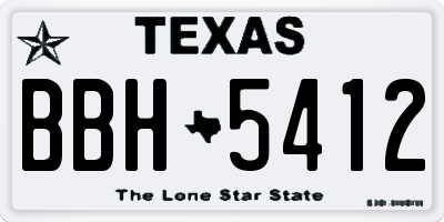 TX license plate BBH5412