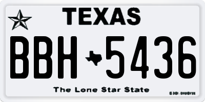 TX license plate BBH5436