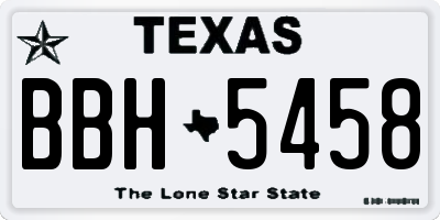 TX license plate BBH5458