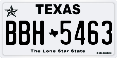 TX license plate BBH5463