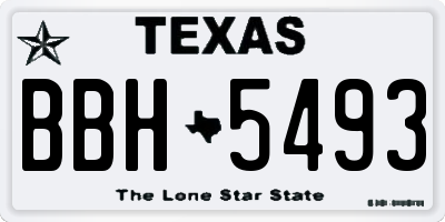 TX license plate BBH5493
