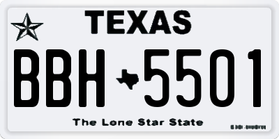 TX license plate BBH5501
