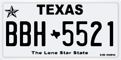 TX license plate BBH5521
