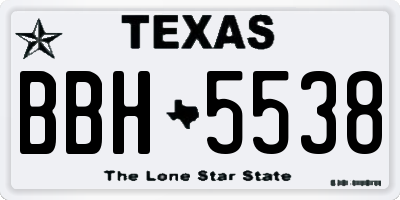 TX license plate BBH5538