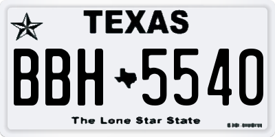TX license plate BBH5540