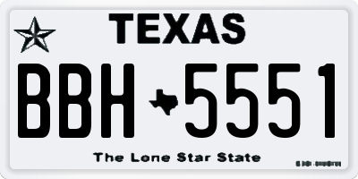 TX license plate BBH5551
