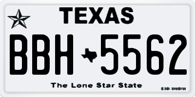 TX license plate BBH5562