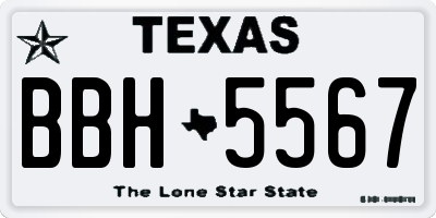 TX license plate BBH5567