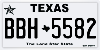TX license plate BBH5582