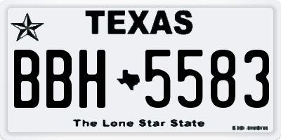TX license plate BBH5583