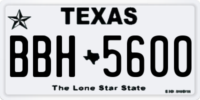 TX license plate BBH5600