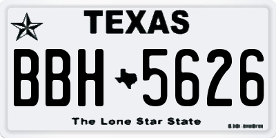 TX license plate BBH5626