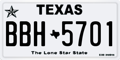 TX license plate BBH5701