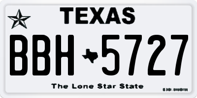 TX license plate BBH5727