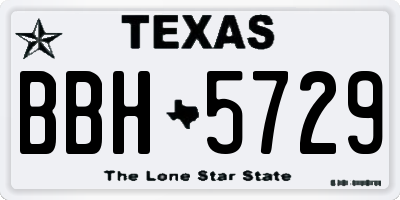 TX license plate BBH5729