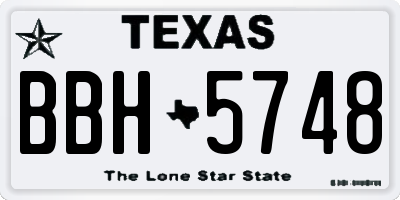 TX license plate BBH5748