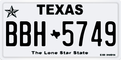TX license plate BBH5749