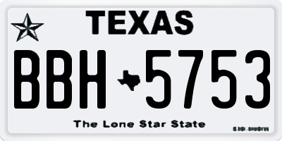 TX license plate BBH5753