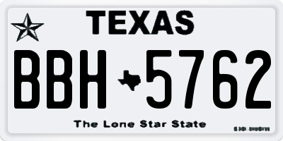 TX license plate BBH5762