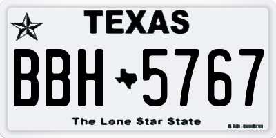 TX license plate BBH5767