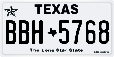 TX license plate BBH5768