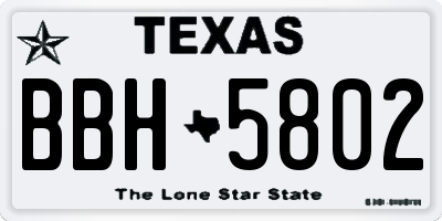 TX license plate BBH5802