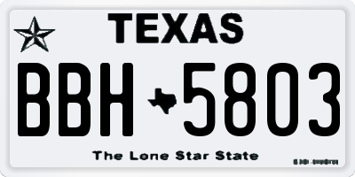 TX license plate BBH5803