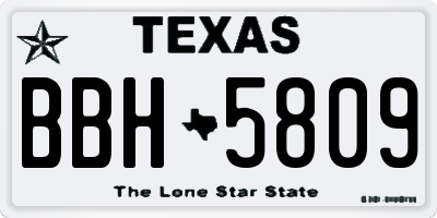 TX license plate BBH5809