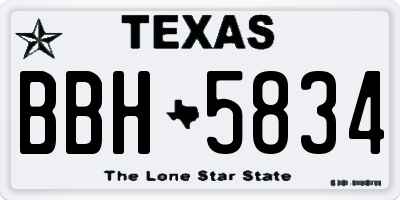 TX license plate BBH5834