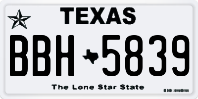TX license plate BBH5839