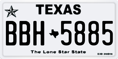 TX license plate BBH5885