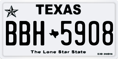 TX license plate BBH5908