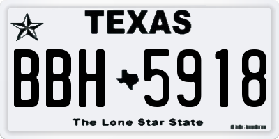 TX license plate BBH5918