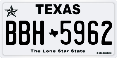 TX license plate BBH5962